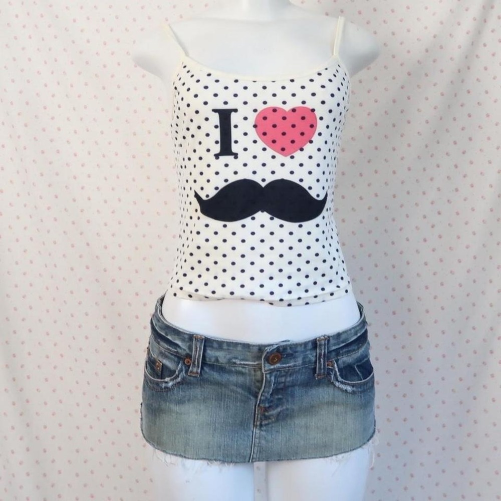 i heart mustache polka dot camisole tank top tumblr y2k nostalgia